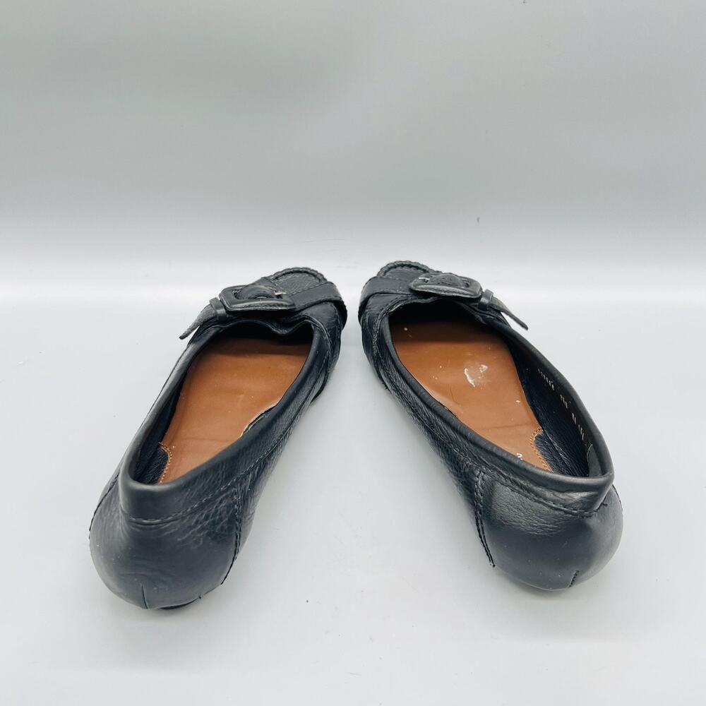 Cole Haan Shoes Womens 7.5 Black Leather Moccasin Flats Buckle Slip On Comfort - Picture 6 of 11